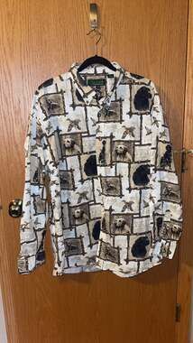 Vintage Gallop Men's XXL Hunting Dog and Duck Lab Pattern Long Sleeve Button Dow
